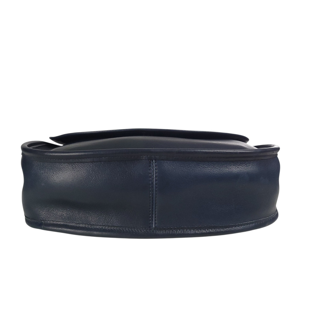 COACH Vintage Crescent Saddle Shoulder Bag 9235 NYC Navy Blue Leather Turn Lock - Picture 10 of 15